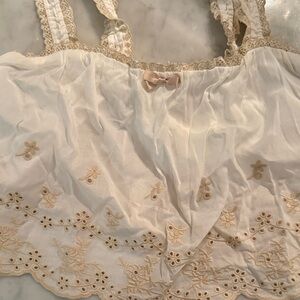 Reformation Cream Lace crop Blouse